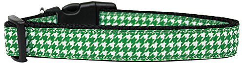 Pet Dog & Cat Nylon Collar or Leash, &quot;Houndstooth Emerald Green&quot; Cat Collar