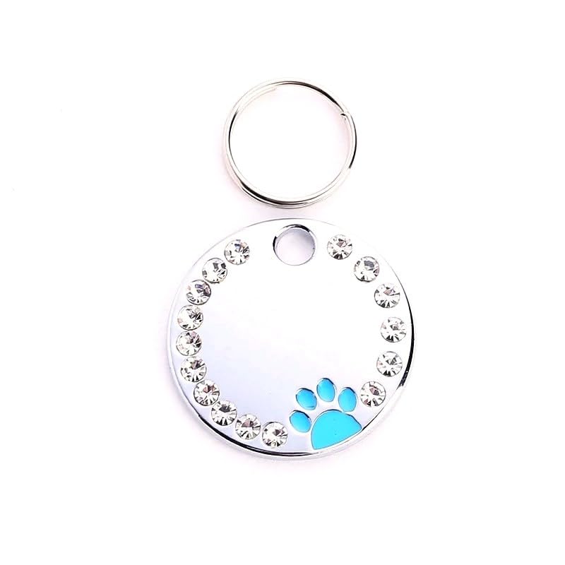 Personalized Dog/Cat Cute Paw Pet Id Tag With Unique Laser Engraving Name And Phone Number For Pet Collar Or Key Chain (Blue)