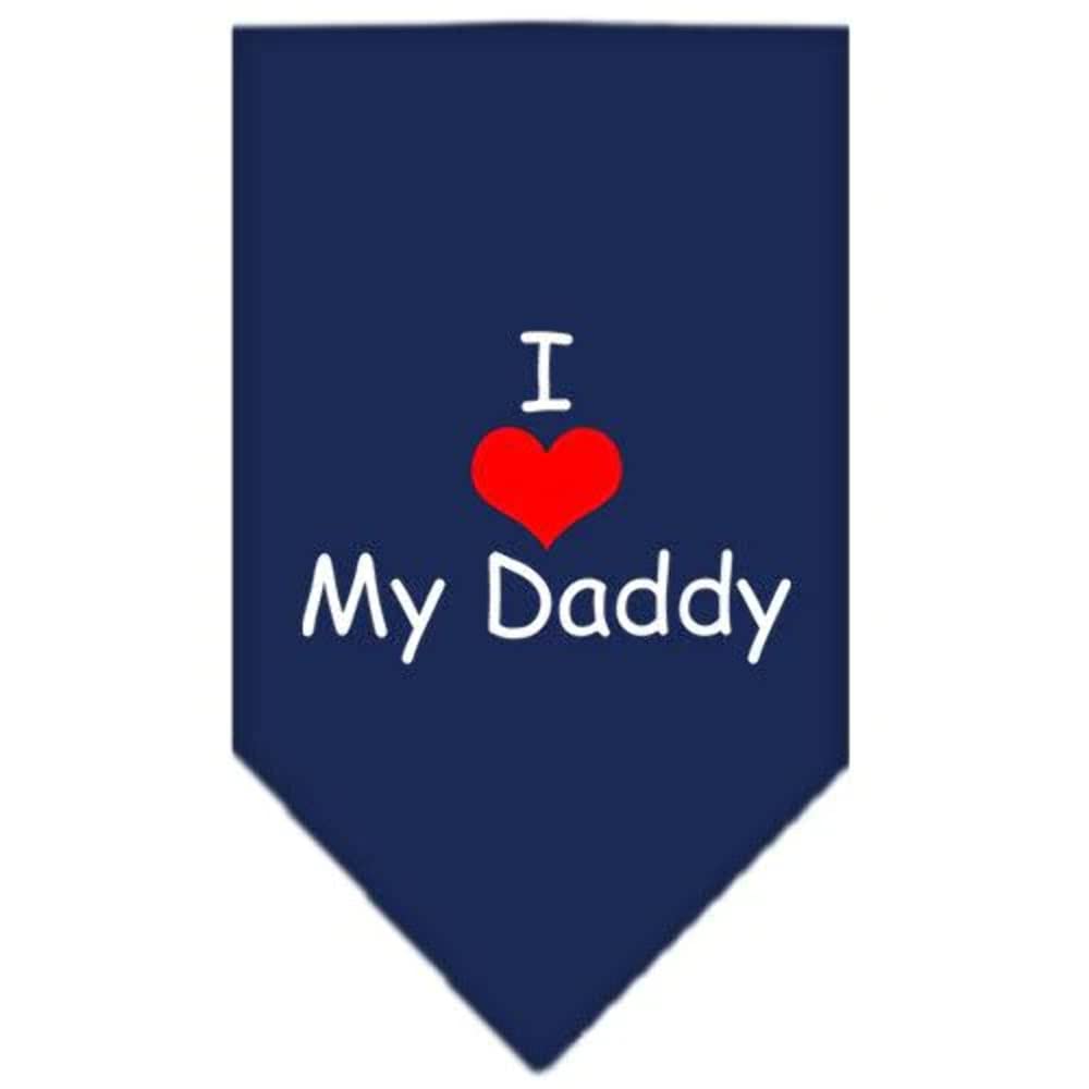 Mirage Pet Products I Heart My Daddy Screen Print Bandana for Pets, Large, Navy Blue