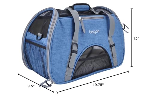 Coastal Pet Bergan Comfort Carrier - Safe And Comfortable For Dog & Cat Travel - Airline Friendly Soft And Breathable Carrier For Pet Owners - Heather Bermuda, 19' X 10' X 13'