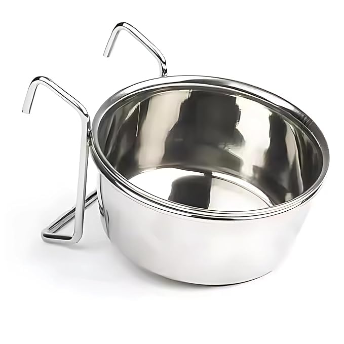 Pets Empire Best Stainless Steel Birds Coop Cup Feeder Bowl (200Ml, Coop Cup Hook Holder)
