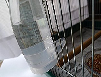 Bird Cage Water Bottle Dispenser Feeder For Zebra Finch Budgies Set Of 2 (Clear)