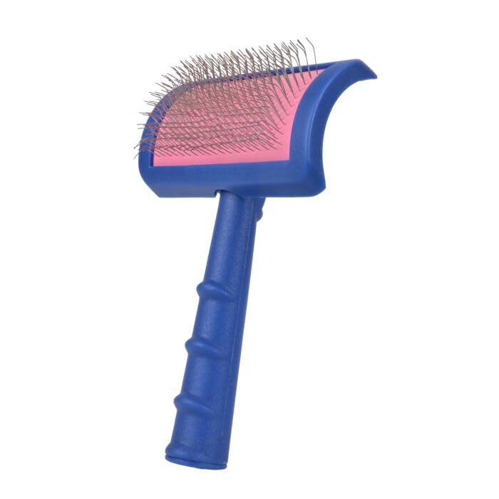 Show Tech Tuffer Than Tangles Slicker Brush For Dog Grooming With Long, Regular Pins, Medium Size, Perfect For Doodle Breeds, Angled Pins For Dematting, Remove Undercoat, Comfort Grip Handle