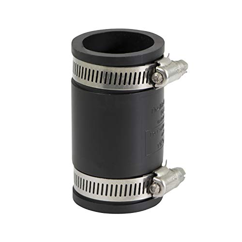 Supply Giant 6I45 Flexible Pvc Coupling With Stainless Steel Clamps, 1-14, Black