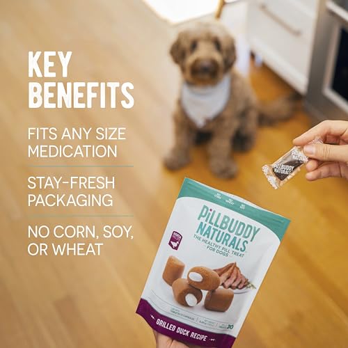 Presidio Pill Buddy Naturals - Duck (Chicken-Free) Hiding Treats for Dogs - Pocket for Any Size Medication - 90 Servings