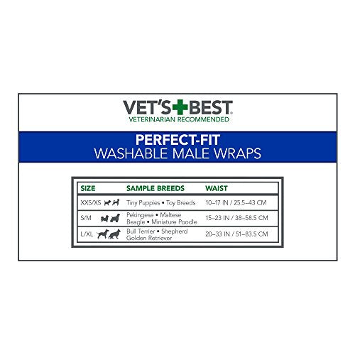 Vets Best Washable Male Dog Diapers | Absorbent Male Wraps with Leak Protection | Excitable Urination, Incontinence, or Male Ma