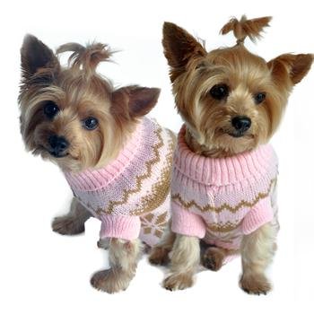 Doggie Design Fall Sweaters (Pink Snow, S)