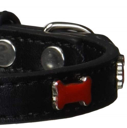 Dog, Puppy & Pet Widget Fashion Collar, &quot;Red Bone&quot; Black 14
