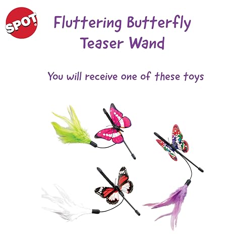 Spot Ethical Pet Products Fluttering Butterfly Mini Teaser Wand For Cat, 8'