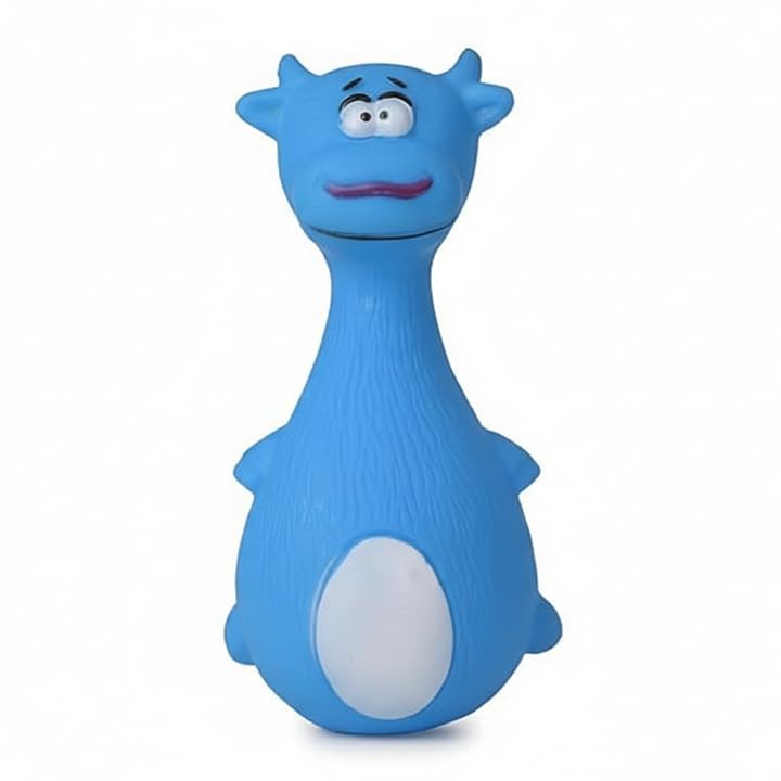 PETZ R US Chew Squeaky Cow Toy for Dogs  Durable, NonToxic Interactive Chew Toy for Play, Teething Relief, and Dental HealthB