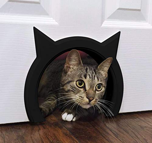 The Kitty Pass Cat Door For Interior Door - Cat Hole Kitty Door For Hidden Litter Box - Special Midnight Edition - Pet Door For 
