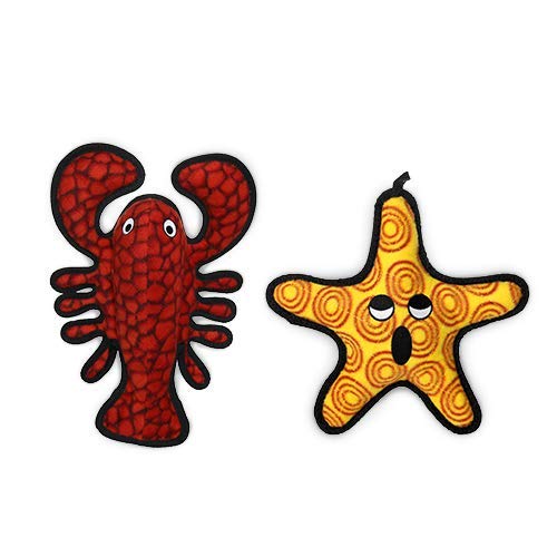 TUFFY - World s Tuffest Soft Dog Toy - Ocean Larry Lobster -Squeakers - Multiple Layers. Made Durable, Strong & Tough. Interact