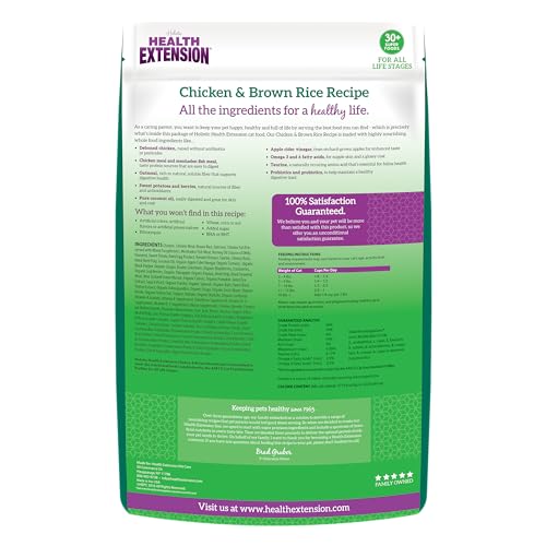 Health Extension Dry Cat Food, (4 lb / 1.81 kg) - Chicken & Brown Rice Recipe with Added Vitamins, Minerals, and Probiotics, Sui