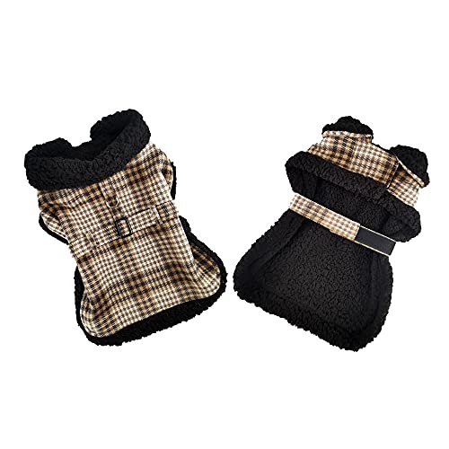 Sherpa-Lined Dog Harness Coat (X-Large, Brown & White Plaid)
