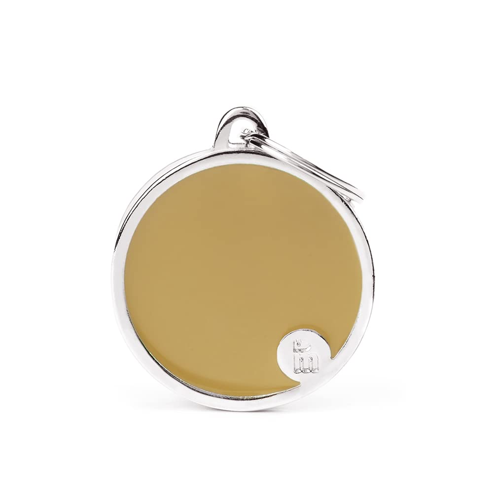My Family Made In Italy Personalized Dog Id Tag, Large Brown Circle, Free Engraving, Hand Enamelled In Metal, Basic Handmade Col