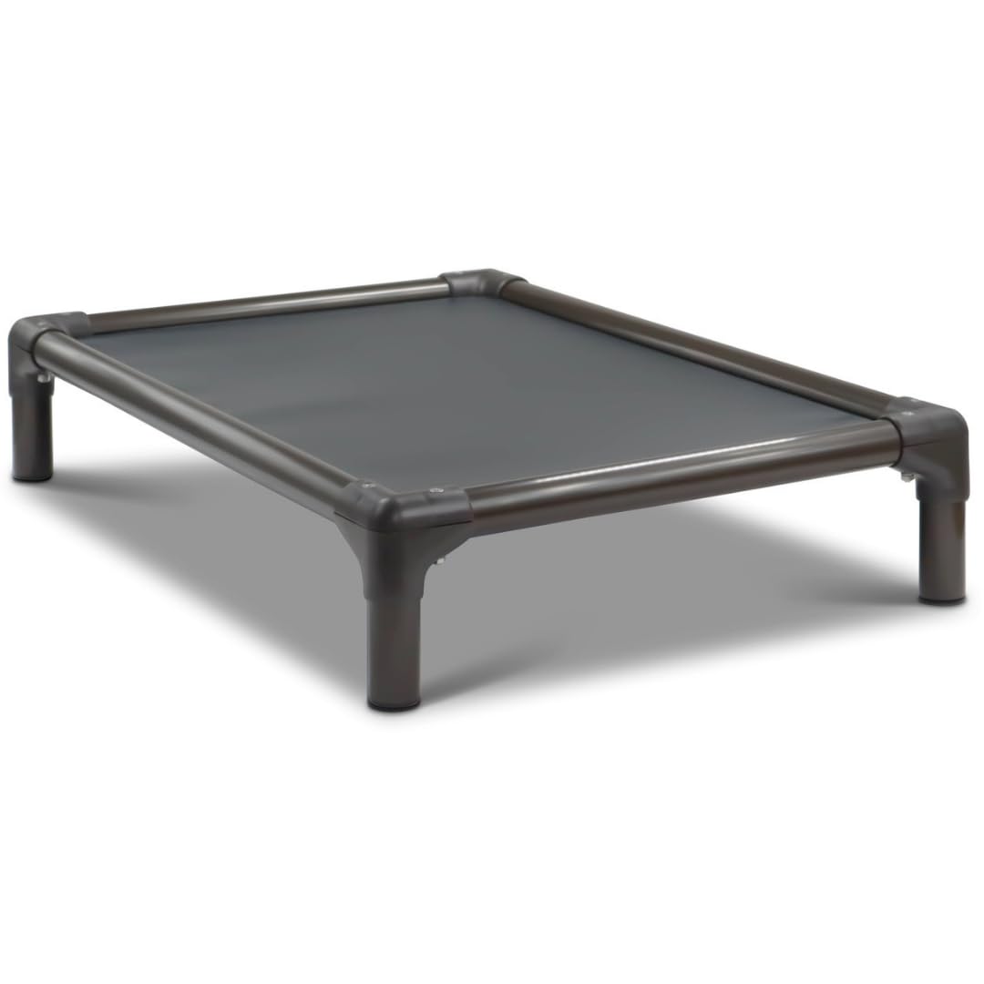 Kuranda Chewproof Elevated Dog Bed - Walnut PVC - 50 x 36 - Heavy Duty Vinyl - Smoke