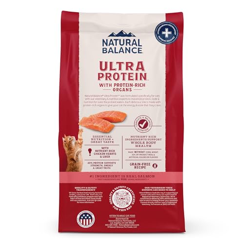 Natural Balance Ultra Protein Dry Cat Food, Real Salmon & Chicken Meal Recipe with Chicken Liver & Chicken Hearts - 10 lbs.