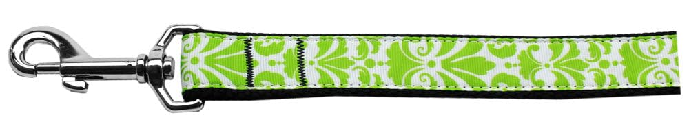 Mirage Pet Products Damask Lime Green Nylon Dog Leash 3/8 inch Wide 4ft Long