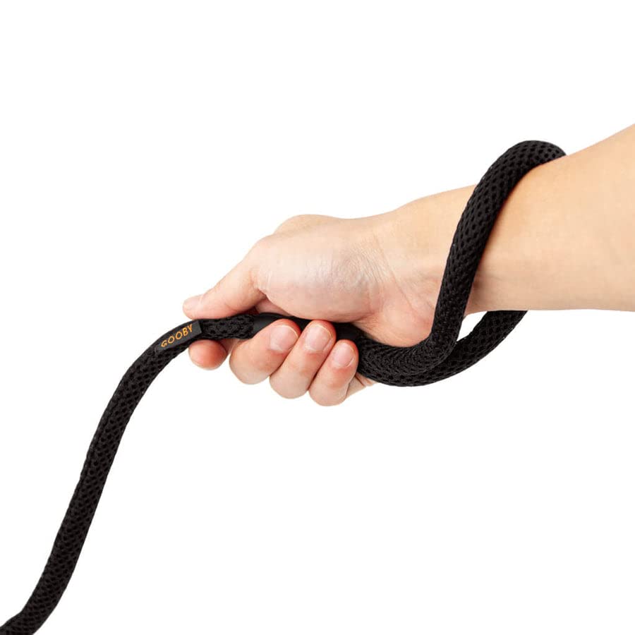 Gooby Mesh Leash - Black, 4 Ft - Breathable Mesh 4 Foot Leash For Small Dogs With Bolt Snap Clasp - On The Go Dog Leashes For Small, Medium, And Large Dogs