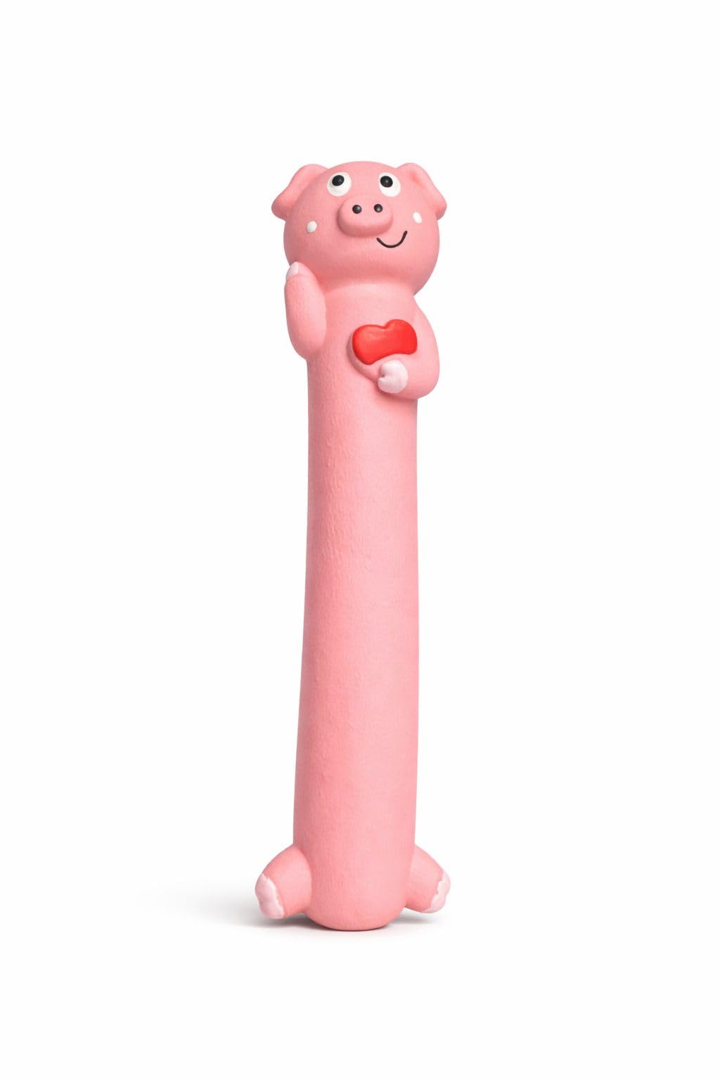 WAGGYTAILS Squeaky Dog Toy (Made in U.K) Long Stretchable Pig Face | Rubber Chew Toy for Dogs | Interactive Sound Toy for Medium