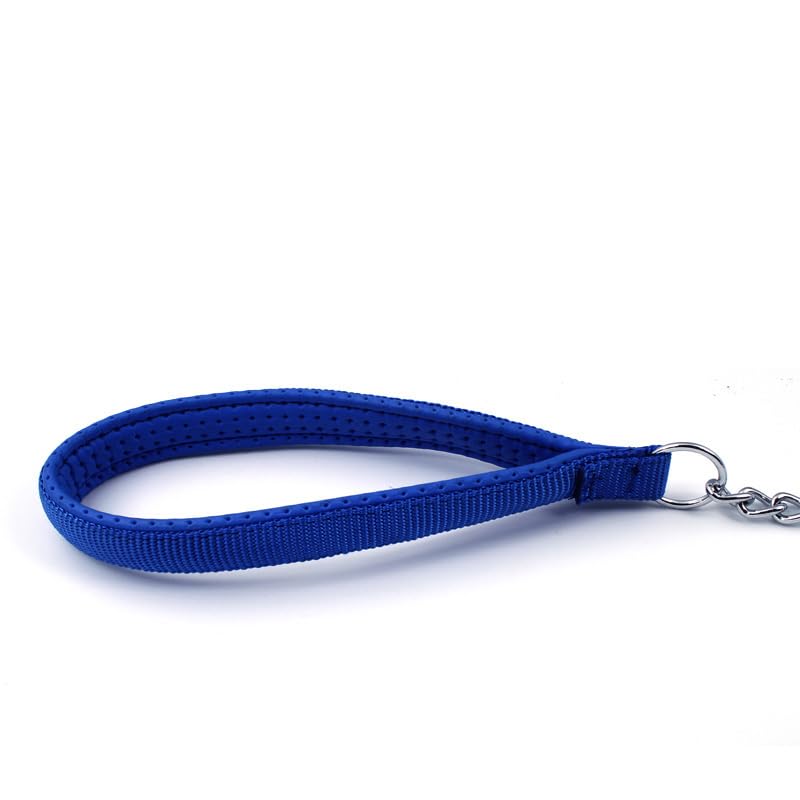 SGODA Metal Chain Heavy Duty Dog Leash, Chew Proof Dog Leash with Soft Handle for Large Size Pets Walking(4 ft. x 3.5 mm Blue)