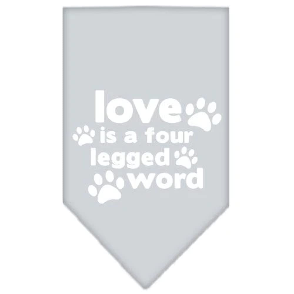 Mirage Pet Products Love is a 4 Leg Word Screen Print Bandana for Pets, Large, Bright Pink