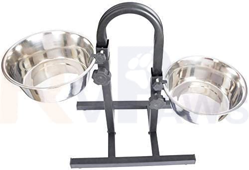 Woofy Dog Feeding Bowl With Adjustable Stand, Dog Elevated Diner With Stainless Steel Bowl Set, (Set Of 2 Bowls With UStand) (4