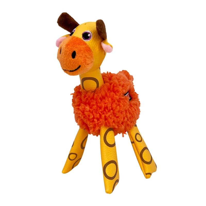 Kong Floofs Shakers - Fluffy Fleece With Squeaker And Faux Leather Legs - Dog Toy (Giraffe, X-Small/Small)