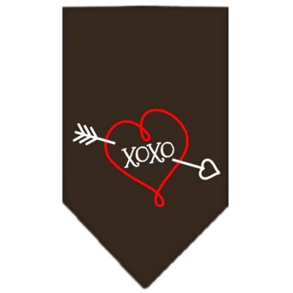 Pet and Dog Bandana Screen Printed, &quot;XOXO&quot; Cocoa Small