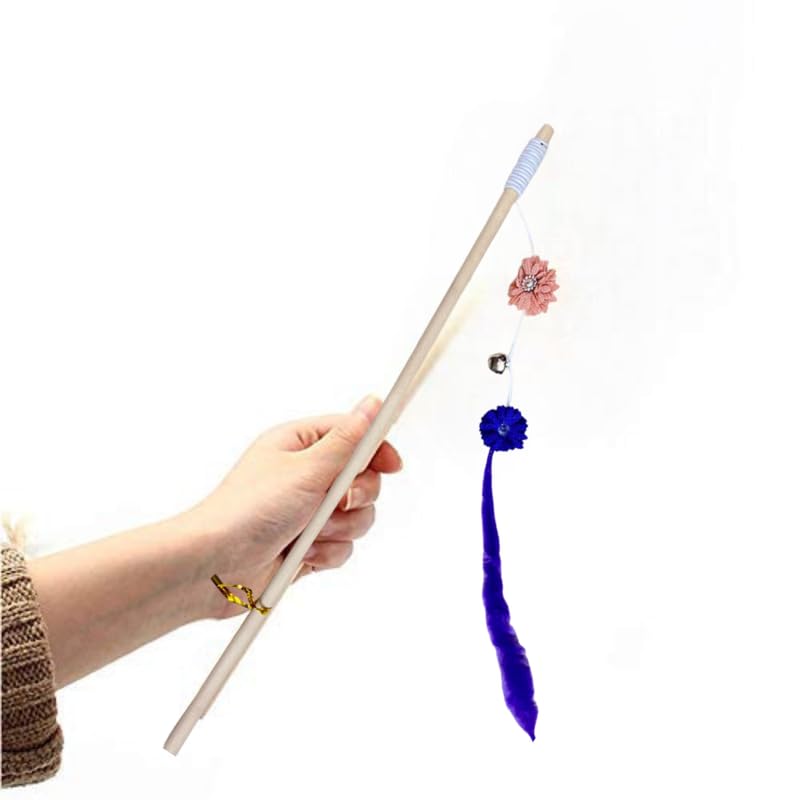 Dog Trust Cat Teaser Wand Stick, Interactive Cat Toy With Feather And Bell, Ideal For All Breed Sizes, Indoor Use