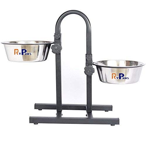 Rvpaws Dog Feeding Bowl With Adjustable U Shape  2 X 1600 Ml Stainless Steel Bowl Set, Dog Elevated Diner Bowl (Medium)