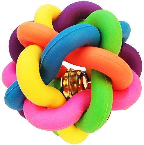 Psk Pet Mart Dog Ring Ball Small Size Fetch Toys Bell Ring Ball Rubber Multi Color Dog Chew Toy Ball (Small) Set Of 2