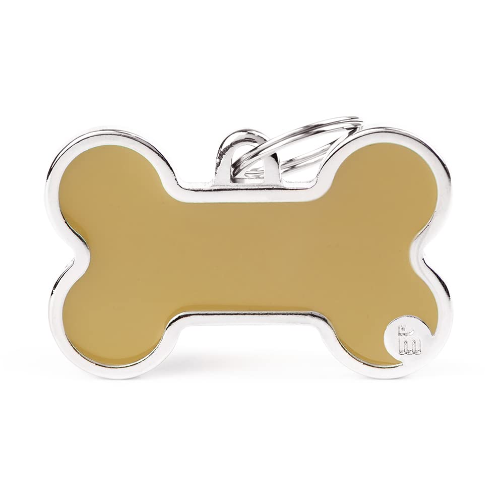 My Family Personalized Pet Id Tag Made In Italy, Brown Xl Bone, Free Engraving, Hand Enamelled In Metal, Basic Handmade Collecti