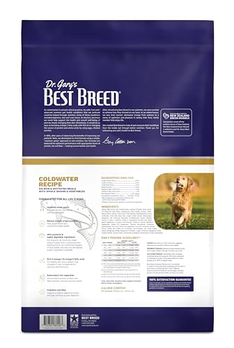 Dr. Garys Best Breed Coldwater Recipe Slow-Cooked in USA, Natural Dry Dog Food for All Breeds and Sizes, 4lbs