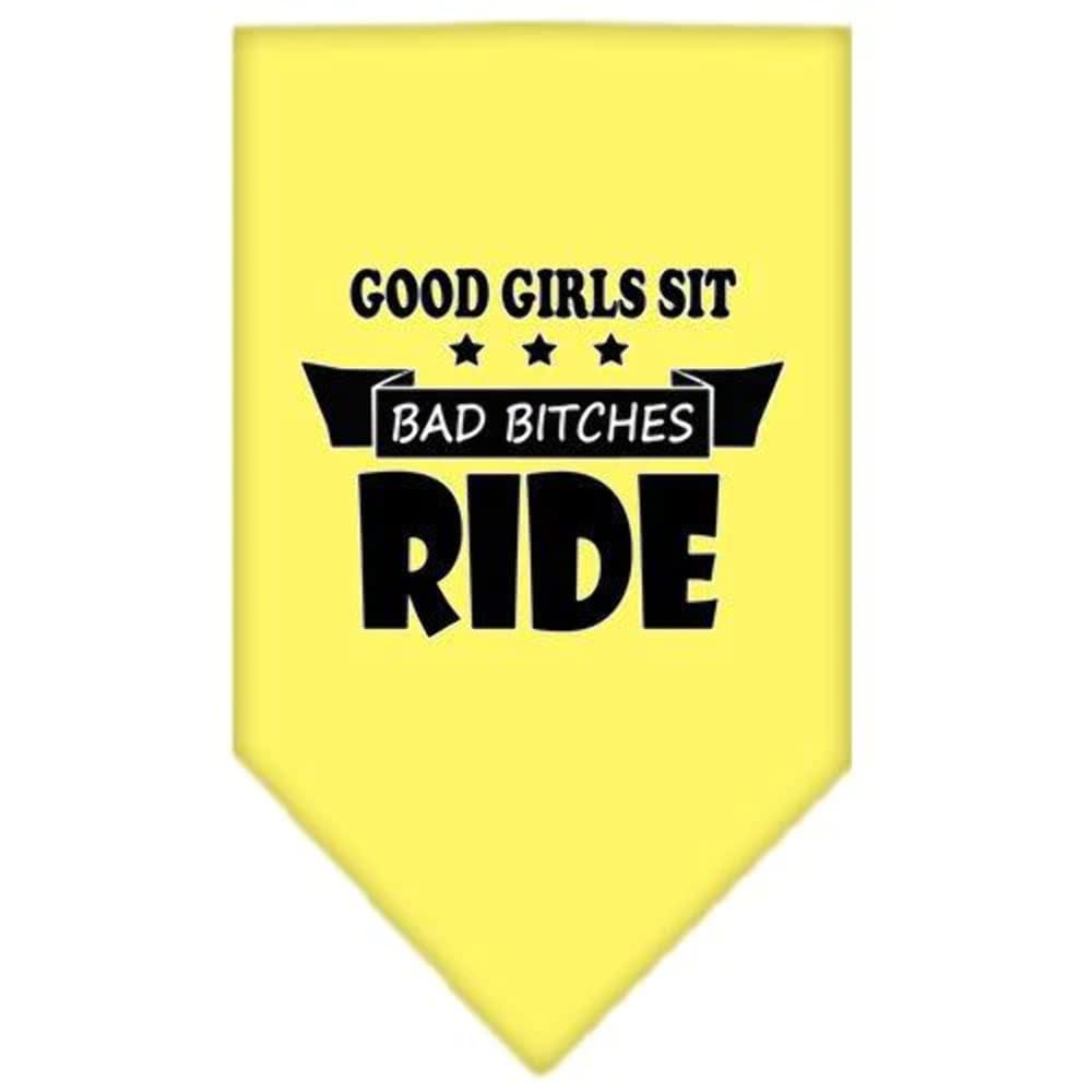 Mirage Pet Product Bitches Ride Screen Print Bandana Yellow Small