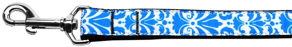 Pet Dog & Cat Nylon Leash, &quot;Damask&quot; *Available in 10 different colors!* Blue 5/8&quot; w x 6 ft. leash