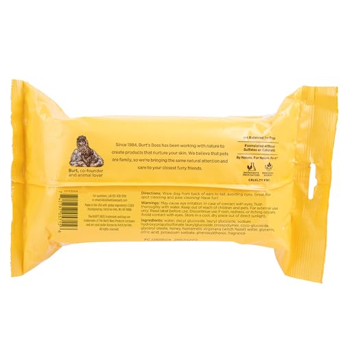 Burt'S Bees For Pets Deodorizing Dog Wipes With Witch Hazel, Lemongrass And Sage Fragrance, 98% Natural Origin Formulas, Dog Wip
