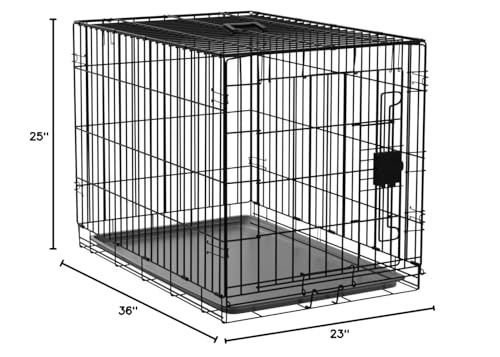 Amazon Basics Durable, Foldable, Collapsible, Portable Metal Wire Dog Crate With Tray, Single Door With Divider Panel, Easy To A