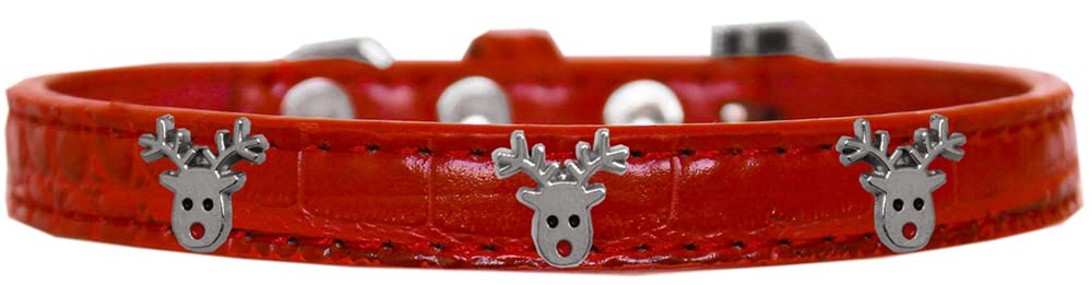 Mirage Pet Products Reindeer Face Widget Croc Dog Collar Red Size 14