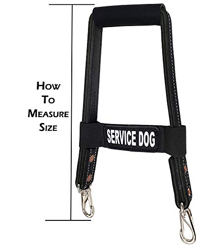 Activedogs Leather Snap-On Service Dog 16' Bridge Handle + Reflective Service Dog Id Band W/Neoprene Padded Handle
