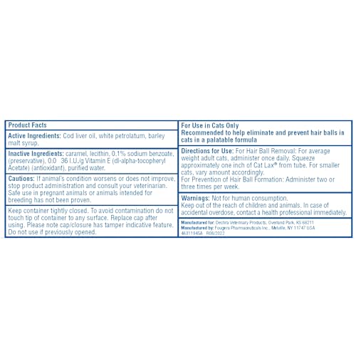 Cat Lax Hairball Eliminator for Cats, 2 oz - Effective Hairball Prevention and Relief, Ideal for Cat Health and Wellness