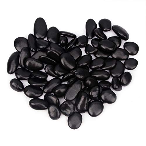 Cfkj 18 Pounds Black Pebbles Aquarium Gravel River Rock, Natural Polished Decorative Gravel,Garden Ornamental Pebbles Rocks,Blac