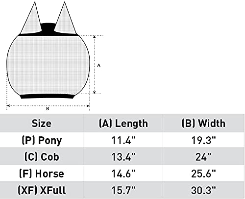 HORZE Mesh Durable Extended Protection Insect and Fly Horse Mask with Ears - Light Blue - Warmblood