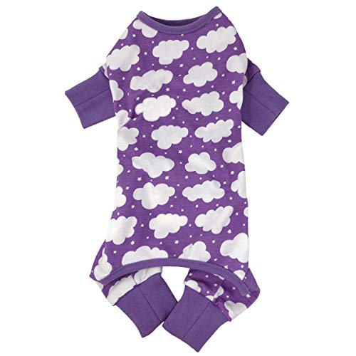 DOGGIE DESIGN CuddlePup Dog Pajamas - Fluffy Clouds (X-Small, Purple)