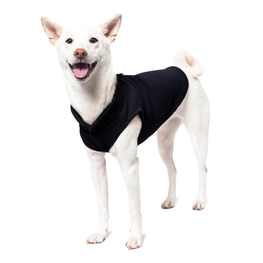 Gooby - Fleece Vest, Small Dog Pullover Fleece Jacket With Leash Ring, Black, Large