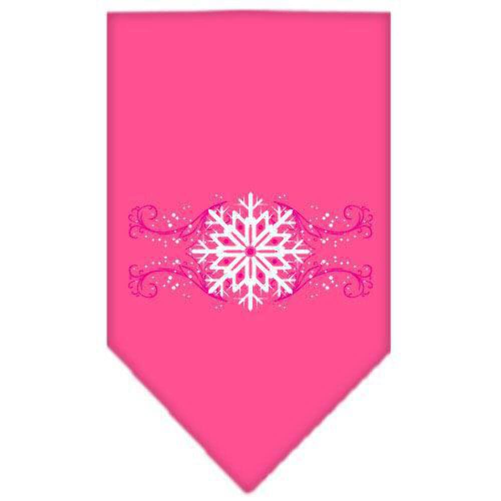 Christmas Pet and Dog Bandana Screen Printed, &quot;Pink Snowflake Swirls&quot; Turquoise Large
