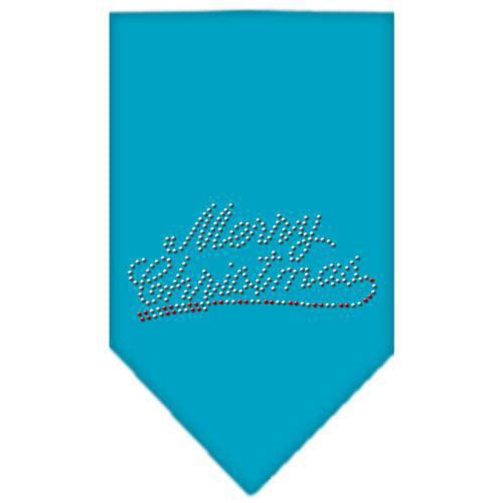 Christmas Pet and Dog Bandana Rhinestone, "Merry Christmas" Navy Blue Large