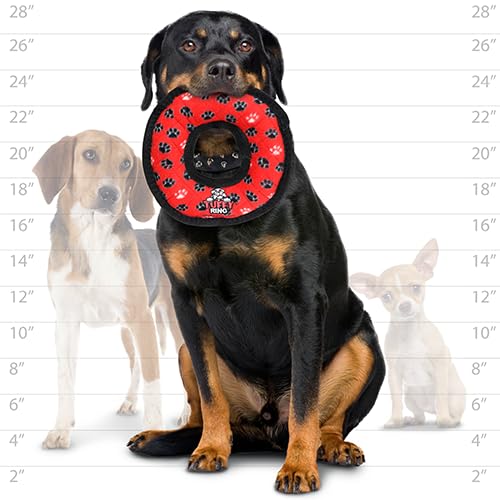 Tuffy - World'S Tuffest Soft Dog Toy- Medium Red Ring & Yellow Bone- 2 Pack. Squeakers-Multiple Layers.Made Durable, Strong & To