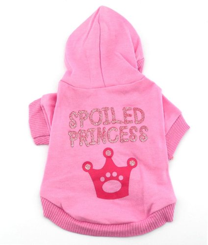 Smalllee_Lucky_Store Pink Hoodie Hooded Christmas T Tee Shirt Small Dog Christmas Clothes Costume - Spoiled Princess M