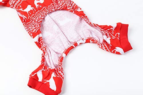 Reindeer Pet Clothes Christmas Dog Pajamas Shirts Jumpshit,Back Length 12' Small Red